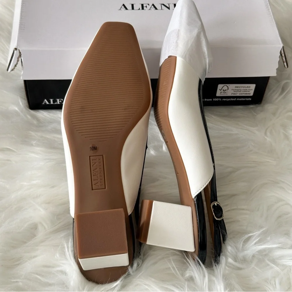 Alfani Women's Cienna Slingback Pumps, White Smooth - Picture 4 of 8